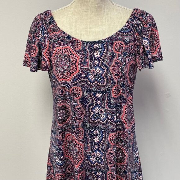 Signature by Robbie Bee Women's Dress - Pink and Blue Paisley- Size S - EUC - Picture 2 of 9